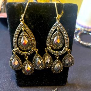 Avon Vintage Embellish Hematite Chandelier Earring